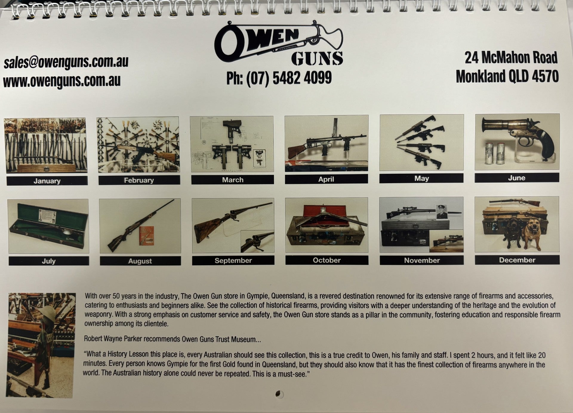 Owen Guns Museum 2025 A4 Calendar