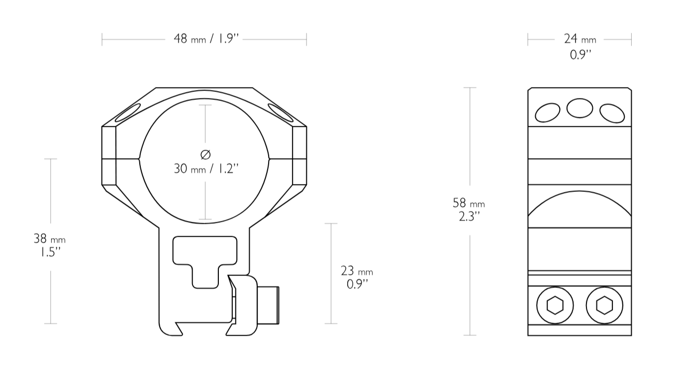 Hawke Tactical Ring Mounts 30mm Extra High