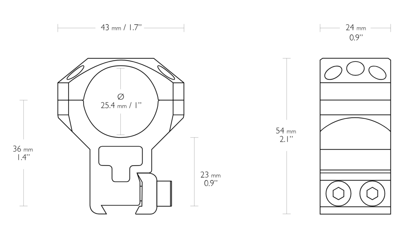 Hawke Tactical Ring Mounts 1in Extra High