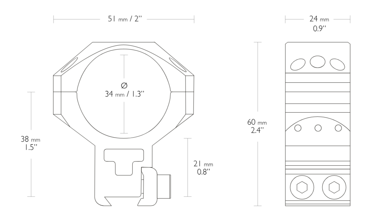 Hawke Tactical Ring Mounts 34mm High