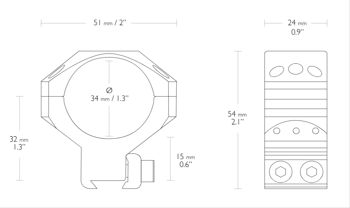 Hawke Tactical Ring Mounts 34mm Medium