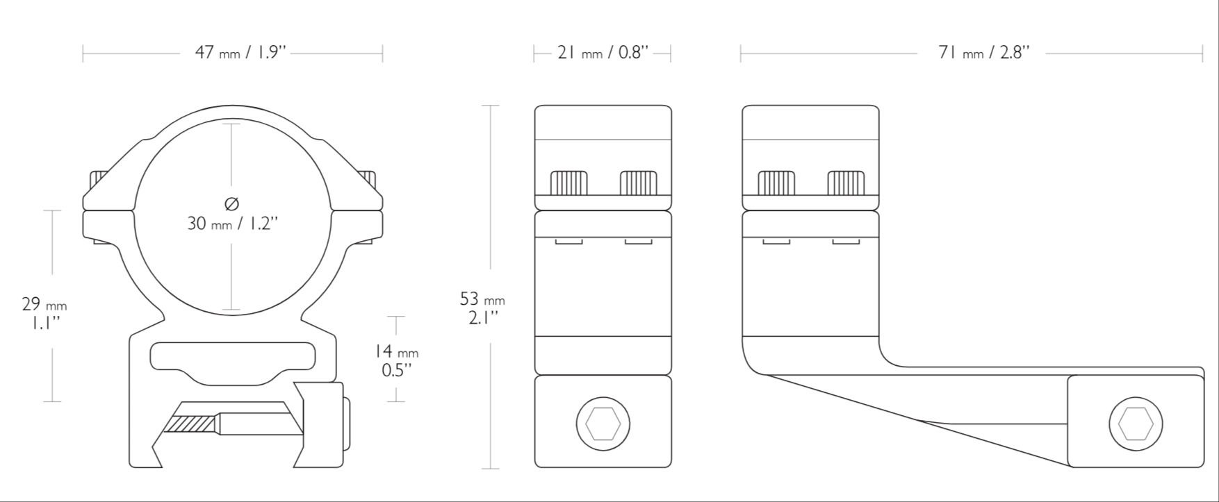 Hawke Ring Mounts 30mm High Ext: 2in Weaver