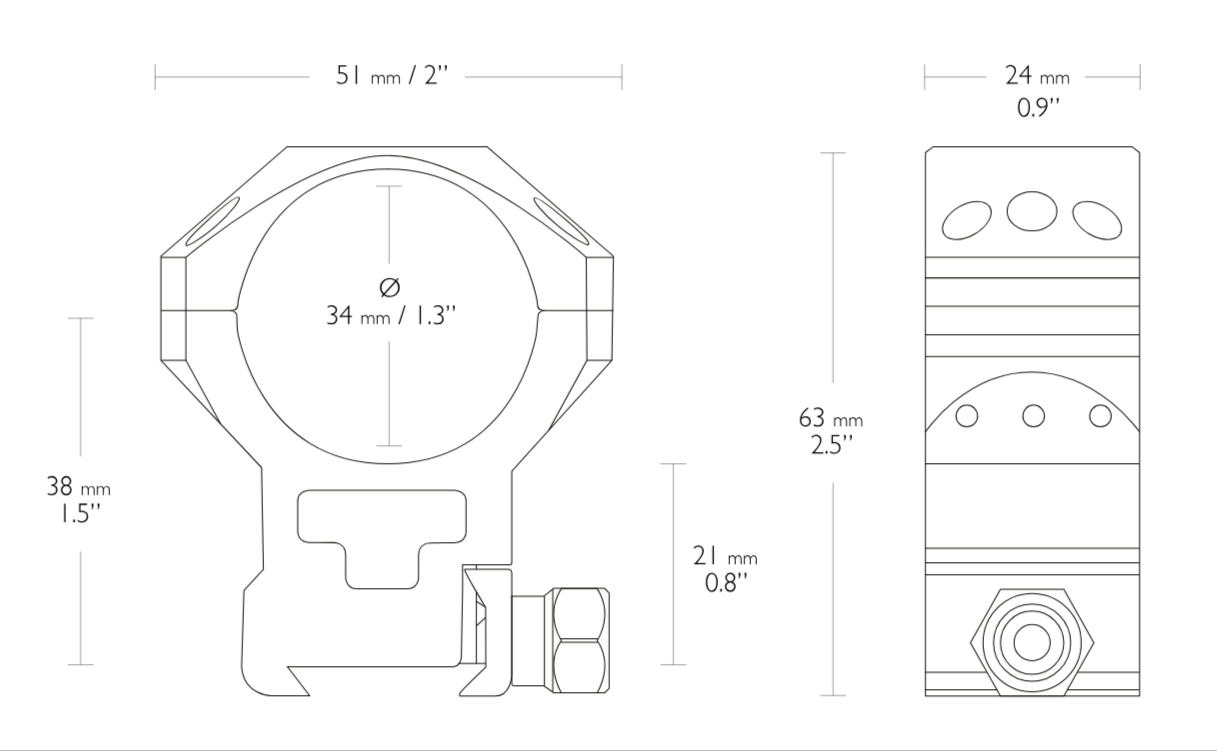 Hawke Tactical Ring Mounts 34mm High Weaver