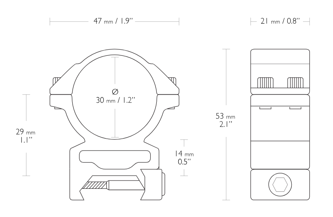 Hawke Ring Mounts 30mm High Weaver