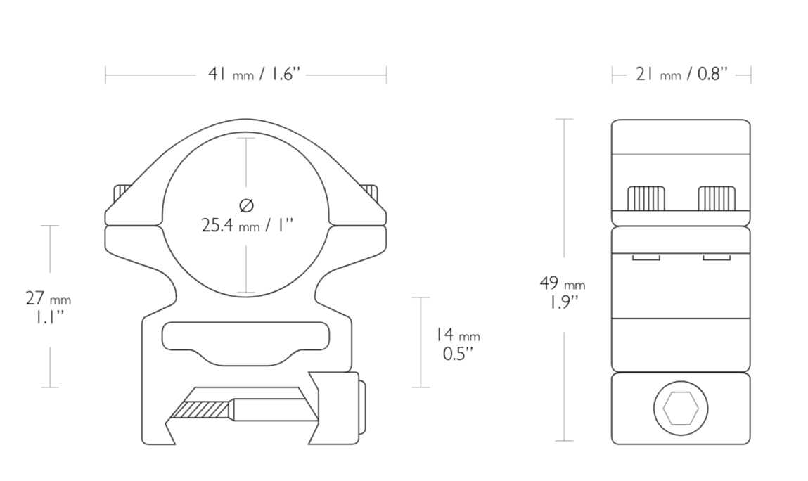 Hawke Ring Mounts 1in High BRNO