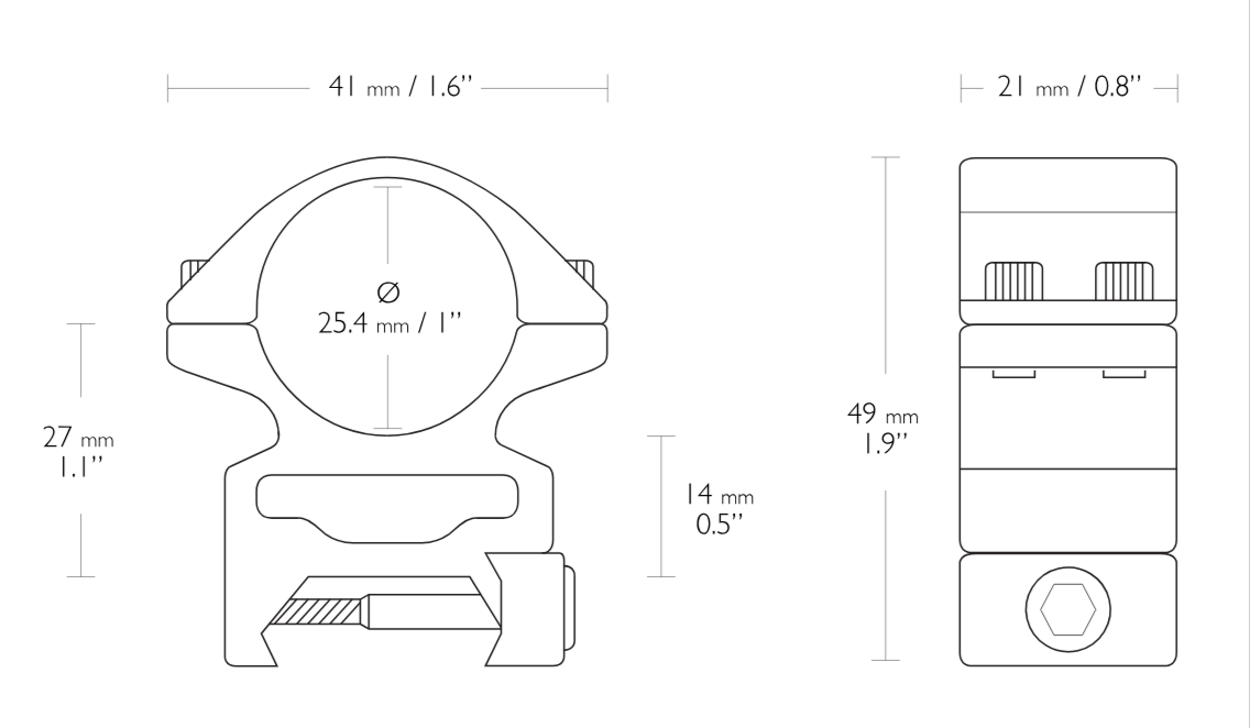 Hawke Ring Mounts 1in High Weaver