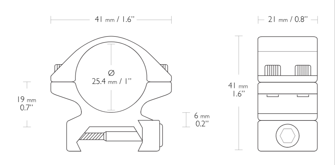 Hawke Ring Mounts 1in Low Weaver