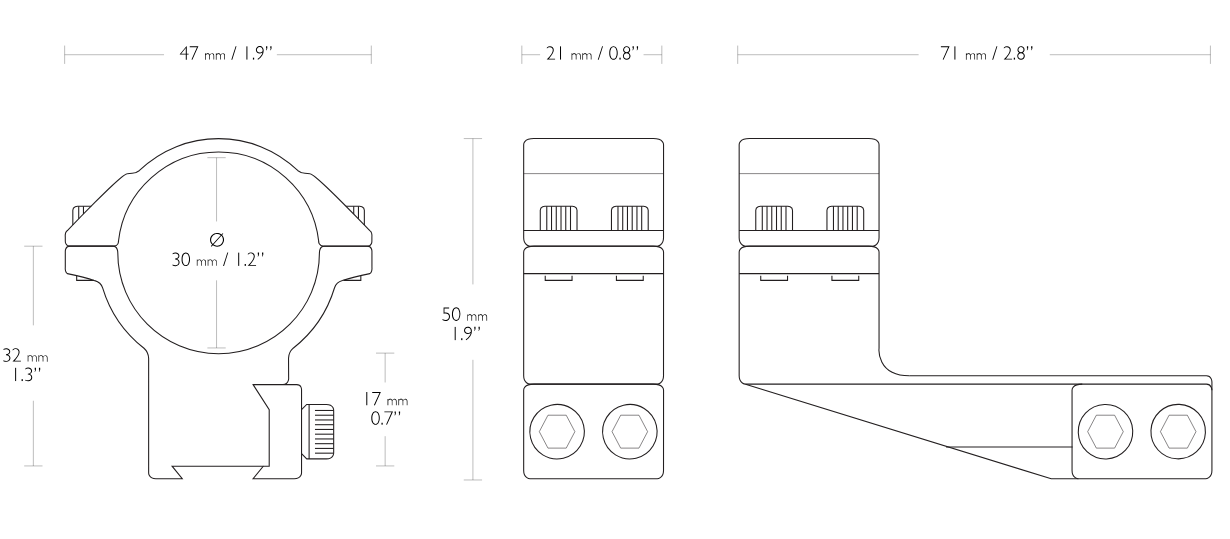 Hawke Ring Mounts 30mm High Ext: 2in