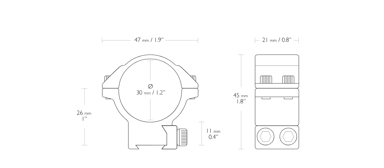 Hawke Ring Mounts 30mm Medium