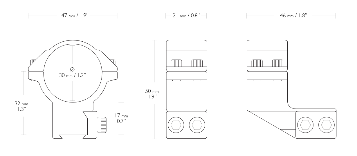 Hawke Ring Mounts 30mm High Ext: 1in